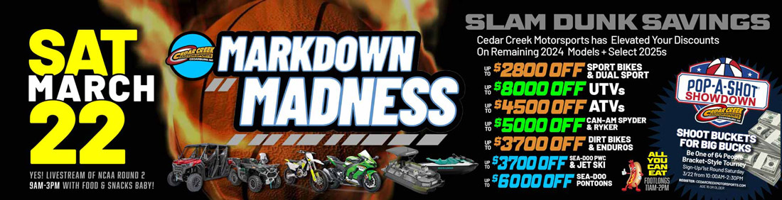 March Markdown Madness powersports vehicle motorcycle atv utv jetski clearance sale in Milwaukee, WI