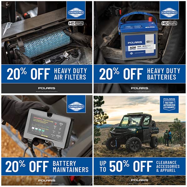 Coupon for Polaris HD Filters HD Batteries BatteryMINDer charger and Accessories Aug Sept 2025