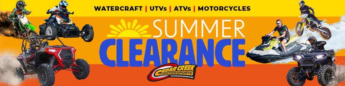 Powersports Can-Am CFMoto Polaris Honda Sea-Doo Summer Clearance Sale for UTV ATV dirt bikes Ryker and jetski deals 