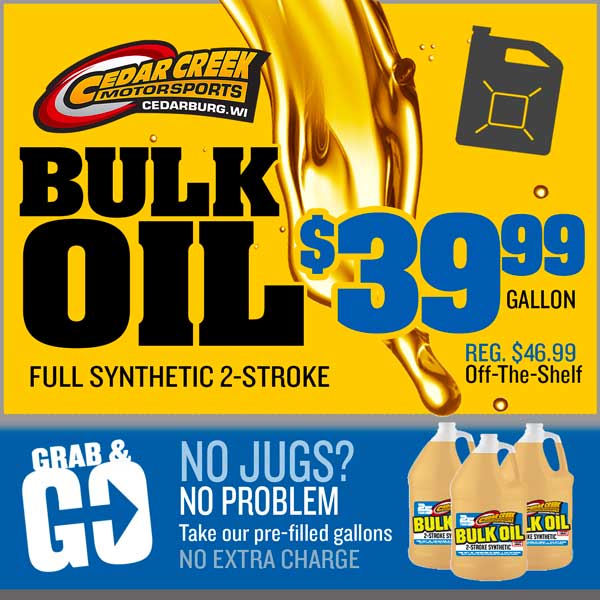 Best price snowmobile Bulk Oil Polaris VES 2 stroke full synthetic gallon near Milwaukee, WI at Cedar Creek Motorsports