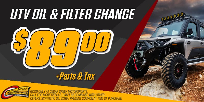 UTV SIDE BY SIDE OIL AND FILTER CHANGE SPECIAL